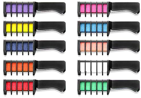 Namvo Haarkreide-Set mit 10 Farben, waschbare Bürste, erh?ltlich, tempor?re Haarf?rbekreide für Party, Haarstyling, Geburtstagsgeschenk