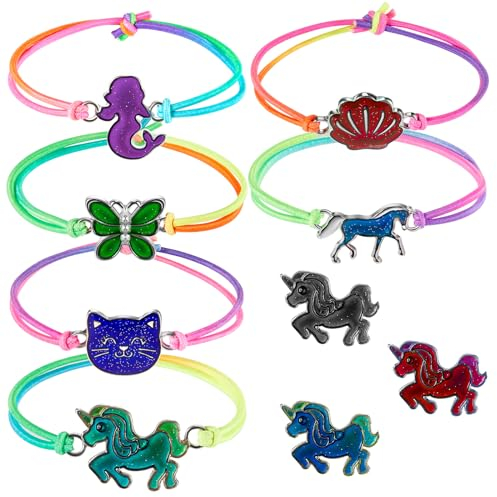 Otuuz 6 Stück Stimmung Charm Armbänder Stimmung Armband mit Anhänger für Kinder Mädchen Geburtstag Party Geschenk, Farbwechsel