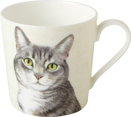 IHR - BOJ 1047660 - Kaffee Becher, Katze, Farm Cat, Porzellan, Bone China, 9cm x 9cm, spülmaschinen- und mikrowellengeeignet, 350ml