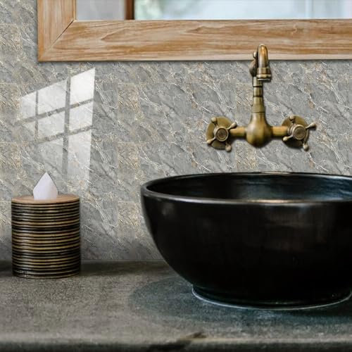 Piastrelle Adesive Cucina 20X40Cm Marmo Grigio Mattonelle Adesive Cucina,Piastrelle Adesive Muro,Pavimento Pvc Adesivo,Carta Da Parati Adesiva Muro,Piastrelle Bagno