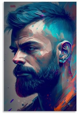Poster mit Virat Kohli, Wandkunst, Poster, Geschenk für Freunde, Schlafzimmer, Wohnzimmer, Dekoration, modernes ästhetisches Poster, dekorative Malerei, Leinwand, Wandposter und Kunstdruck, moderne