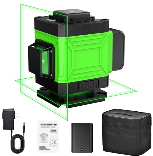 Onherm Livella Laser Autolivellante 360°, 50 Metri Laser Verde Verticale/Orizzontale a 8 Linee, ±3° Livellamento Automatico, Ricaricabile, IP54 Antipolvere Impermeabile