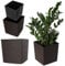 KADAX Jardinière Carrée 41.5 cm Marron – Grand Pot de Fleurs en Plastique pour Intérieur et Extérieur, Idéal pour la Décoration de Jardin, Terrasse et Balcon