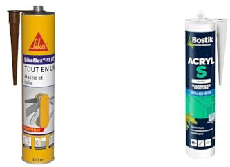 SIKA 11 FC Purform Marron, Mastic, joint et collage multi-usages, mastic-colle multi-supports & BOSTIK - 310.11418 - Mastic Acryl S Maconnerie/Peinture - 310 ml - Blanc