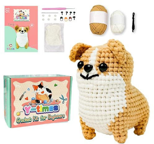Häkelset Hund,Häkeltiere,Niedliches Hunde-Häkelpaket für Erwachsene und Kinder, anfängerfreundlich | Strickset mit Videoanleitungen, lustiges Häkelset für Bastelprojekte, Treffen mit Freunden