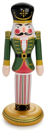 FUNBOY Riesiger aufblasbarer klassischer Nussknacker, Weihnachtsdekoration, für Innen- und Außenbereich, wetterfest, beschwerter Boden, 152 cm