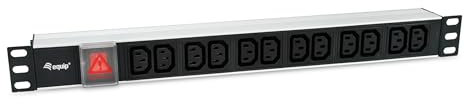 Equip Regleta de 19 (1U, 12 enchufes, con Schuko y interruptor A)