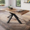trelevo Esszimmertisch 180x90 cm, Akazienholz massiv, Tischplatte naturfarben, echte Baumkante, Spider Gestell schwarz, Baumkantentisch