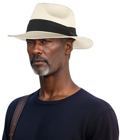 hatsXcaps Handcrafted Straw Fedora Hat for Men & Women - 100% Stiff Paper, Trilby Fedora Hats - Panama Beach Hat for Sun Protection (UK, Alpha, One Size, L/XL (Fits 59cm-61cm), Cream)