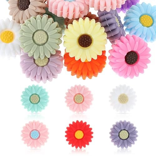 Tyqour 20pcs Silicone Beads Focal Beads for Pens Daisy Flower Beads for Necklace And Bracelets Making Accessories Diy Handicrafts(30mm)