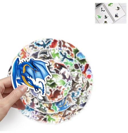 100 Stück Drachen Aufkleber,Drachen Aufkleber Wasserdicht Cartoon Tier Stickers,Cartoon-Aufkleber für Kinder, Teenager und Erwachsene,Stoßstange, Skateboard, Wasserflaschen, ugendliche,Kinder