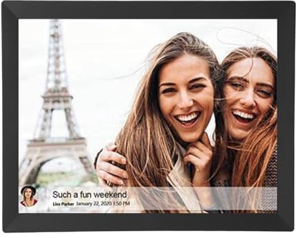 Digitaler Bilderrahmen mit 15-Zoll-Touchscreen, WLAN-Fernfreigabe, 32 GB Speicher, Dynamische Diashow, Ideal Als Zum Vatertag, Einfache Einrichtung mit Automatischer Drehung und