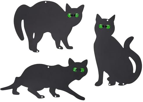 Taylor & Brown 3Pcs Cat Silhouette for Garden Black Cat Garden Scarer with Reflective Eyes Weatherproof Cats Scarer for Yard Outdoor Harmless Bird Deterrent Fox Rodent Pest Repeller