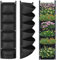 Hanging Plant Grow Bags,7 Pocket Wall Planter, 2Pcs Wall Mounted Grow Bag,Outdoor Indoor Gardening Vertical Greening Flower Container for Garden (Black)