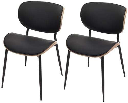 Mendler 2er-Set Esszimmerstuhl HWC-O45, Stuhl, Bugholz Kunstleder 280g/m² Öko-Tex FSC® - Natur, schwarz