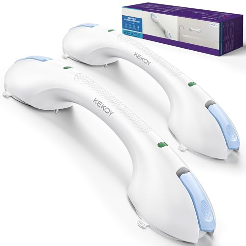 KEKOY Poignée Ventouse Salle de Bain avec Indicateur, Poignée Douche de Sécurité Robustes pour Baignoire, pour Personnes Âgées, Handicapées et Adultes, Sans Perçage et Amovible bleu foncé*1, 44,7 cm