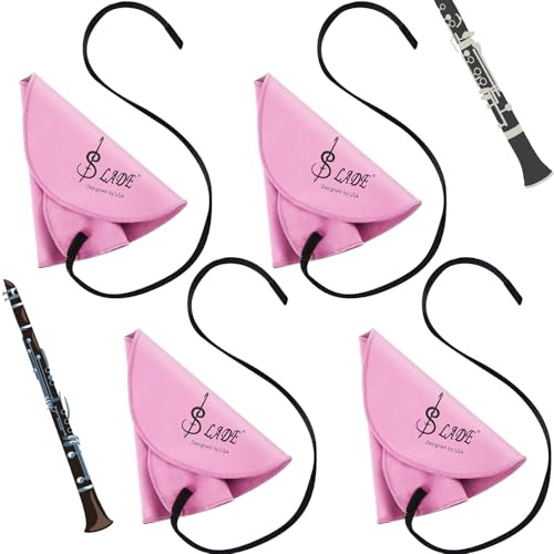 Yinder 4 Clarinet Swab Cloth Clarinet Cleaner Cleaning,Pink | Spit Rag for Piccolo Flute Sax Saxophone, Back to School, Inside Tube Cleaner, Mussic Supplies for School Classmate