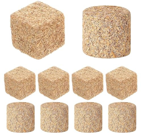 Pack of 8 Mini Straw Bales Hay Bales Ladhouse Style Hay Feeder Set Toy Mini Garden Tool Micro Landscape Miniature Decoration for Farm, Dollhouse, Halloween, DIY Craft Projects