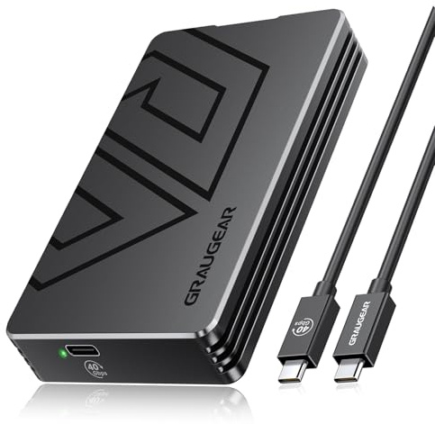 GRAUGEAR USB4 M.2 NVMe SSD Enclosure, Aluminum Alloy Tool-Free Case, USB4/Thunderbolt 4 Compatible, Supports PCIe Gen4 NVMe 2230-2280 SSD, Compact Portable External Storage (U4-40G01)