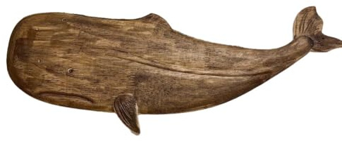 NONDK Wooden Sea Fish Decor Statue Whale Figurine Sculpture Ornament Rustic Decoration Wall Hanging Decoration,E Easy to Use