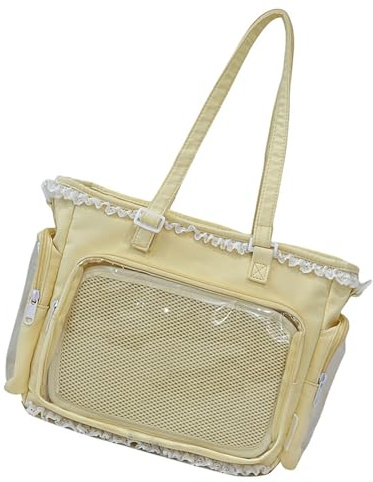 Sac de panneau de couleur transparente moderne pour les jeunes, tissu polyamide permanent, ceinture d'épaule modifiable, bandoulière transparente multifonctionnelle pour l'école, jaune, One Size