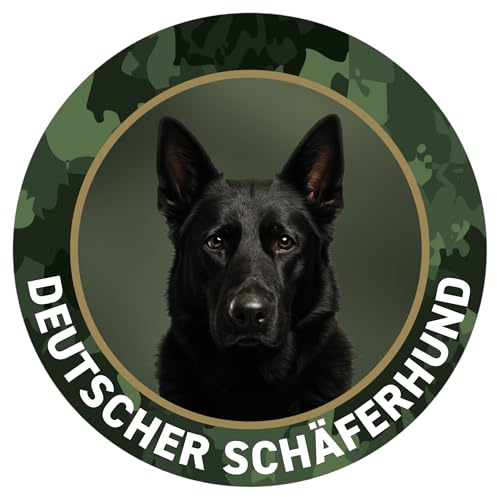 Deutscher Schäferhund schwarz Premium Hunde Aufkleber Sticker für Auto, Pkw, Kfz, Kofferraum oder Autoscheibe - mit Hunde und Jagdhundemotiven, Ø 10 cm - Made in Germany