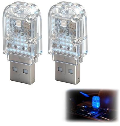 USB LED Ambientebeleuchtung Auto mit Sprachsteuerung, siebenfarbiges Nachtlicht für romantische Atmosphäre, Mini Größe 4x1,2x0,8 cm, weiches Licht, Plug and Play, geeignet für Laptop Powerbank