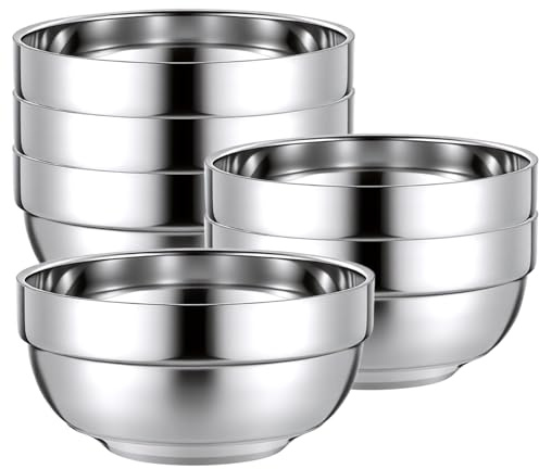 YYTECH 6 pièces Cul de Poule Inox, Bol Inox, Bols Mélangeurs En Acier Inoxydable, saladier, Bol En Inox Bol, Pour La Cuisine (13cm)