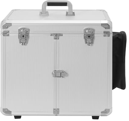 Queeucaer Fußpflegekoffer Fußpflegedienst Etui Mobiler Werkzeugkasten Kosmetikkasten Fußpflegekoffer, 46x29x42 cm, mit Rollen und Zugstange, 4 Schlüssel, Modernes Design