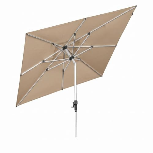 anndora Aluminium Sonnenschirm 2,5 x 2,5 m quadratisch - Sonnenschirm mit Kurbelsystem für Balkon, Garten Terrasse