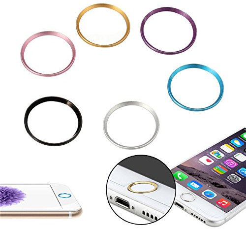 EsportsMJJ Metal Round Home Key Protector Ring Sticker Touch ID Button for Apple iPhone 6S Plus -Black