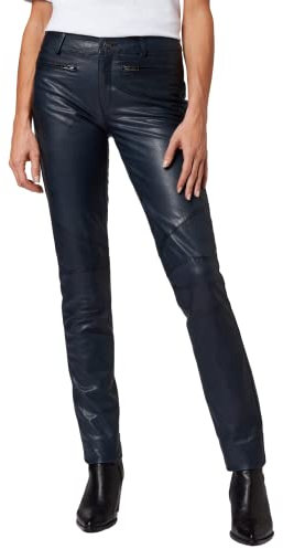 RICANO Donna 2 - Damen Lederhose in Biker-Optik (Slim Fit/Regular Waist) - echtes (Premium) Ziegen Leder (Blau, 2XL)