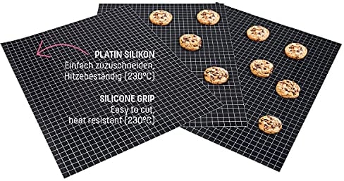 Coolinato 3er Set Silikon Backmatten, 38x30cm, Dauerbackfolie für Backofen, wiederverwendbares Backpapier, Backunterlage rutschfest, spülmaschinenfest, hitzebeständig