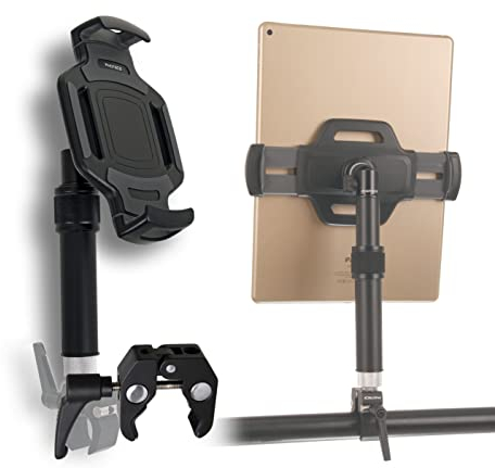 Photecs Tablet-Halterung Pro V5-K3, höhenverstellbar, für iPad Pro und andere Tablet-PC´s (6 bis 14 Zoll) an Rudergerät, Heimtrainer, Ergometer etc.