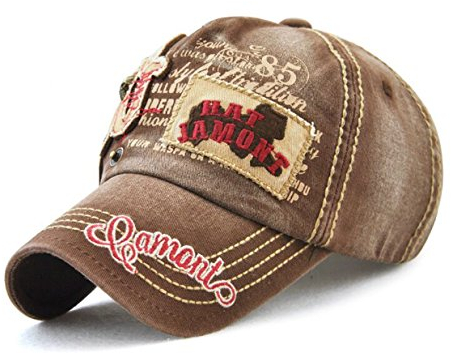 CHENNUO Distressed Patch Basecap Unisex Vintage Snapback Einstellbar Outdoor SportKappe (Braun)