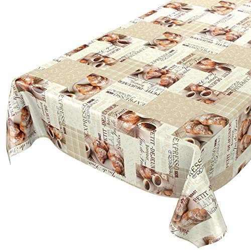 ANRO Tischdecke Wachstischdecke Wachstuch Wachstuchtischdecke Kaffee Coffee Espresso 240 x 140cm eingefasst abwaschbar wasserabweisend Gartentischdecke Meterware pflegeleicht Lotuseffekt