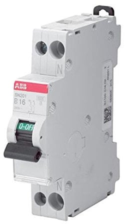 ABB Interruttore Automatico Magnetotermico 1P+N 4,5 Ka Curva C 1 Modulo Din SN201LC16 (16 Ampere)