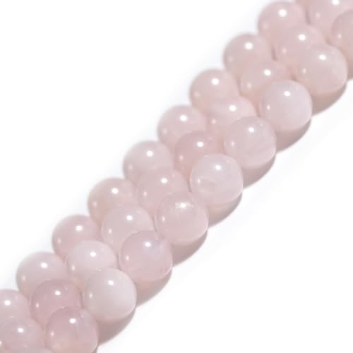 Natural Pink Rose Quartz Crystal Gemstone Semi Precious Round 8mm Loose Beads for Jewellery Making DIY Bracelet Necklace Crafts 15''
