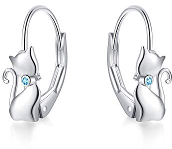 YAFEINI Ohrringe Silber 925 für Mädchen Sterling Silber Katzen Creolen schmuck Geschenk für Damen