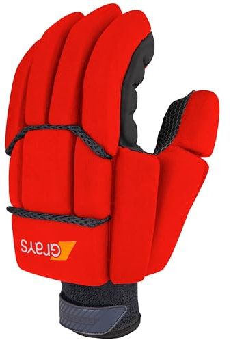 GRAYS Proflex 1000 Hockey-Handschuh – Schwarz & Fluoro Rot – rechte Hand – Neu für 2020/2021 (kleine rechte Hand)