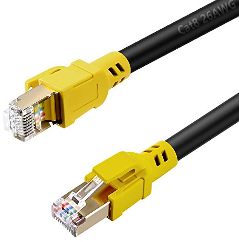 Nanxudyj Cat 8 Ethernet Cable 6M,26AWG Lastest 40Gbps 2000Mhz SFTP Patch Cord, Heavy Duty High Speed Cat8 LAN Network RJ45 Cable- in Wall, Outdoor, Weatherproof Rated for Router, Modem, Gaming