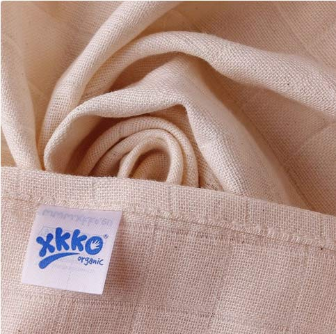 xkko Mullwindeln Muslin 80x80 cm Bio-Baumwolle 5er-Set natur