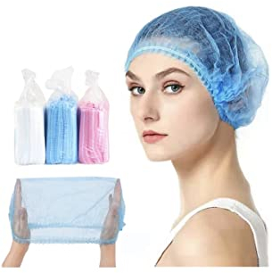 YUPs Disposable Non Woven Double Elastic 21” White Hairnets (100pcs), Adults in Medical & Food Service Industries