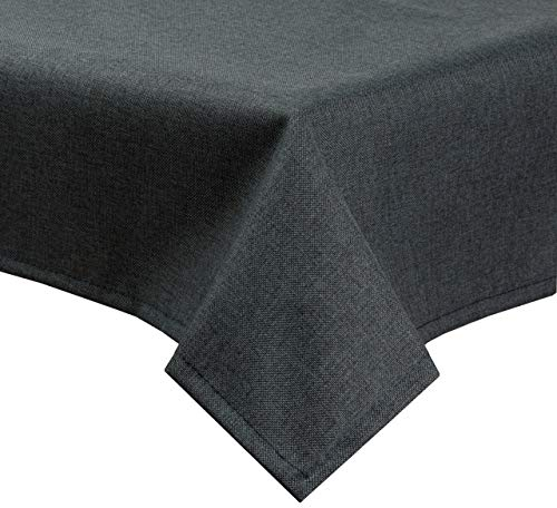 Tischdecke Leinen Optik mit Fleckschutz abwaschbar eckig rund oval Garten, eckig 120x120 cm, Graphit - 5502