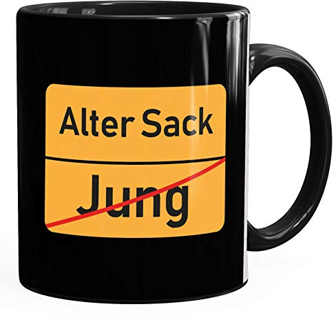 MoonWorks® Kaffee-Tasse Alter Sack Geschenk Geburtstag Bürotasse lustige Sprüche Kaffeebecher schwarz unisize