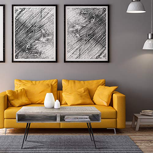WOMO-DESIGN Couchtisch 100cm, Grau, Unikat, handgefertigt aus Massivholz Mangoholz, mit 2 Schubfächer und schwarzen Metall Haarnadelbeine, Retro-Look, Wohnzimmertisch Sofatisch Beistelltisch Holztisch