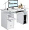 RELAX4LIFE Bureau d'Ordinateur avec 2 Tiroirs, Tablette Imprimante et Tablette à Clavier, Bureau Informatique avec Compartiments de Rangement pour Bureau Salon Étude, 120X55X85CM (Blanc)