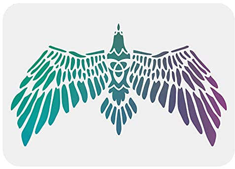 FINGERINSPIRE Tribal Raven Schablonen Dekoration Schablone 29x21cm Raven Malerei Schablonen Wiederverwendbare Kunststoffschablonen für Malerei auf Holzboden und Fliesen