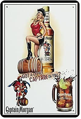 KEYGAMER Captain Morgan Metall-Blechschild, Vintage, Plakat, Poster, Garage, Bar, Zuhause, Wanddekoration, 20,3 x 30,5 cm