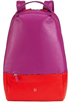 DUDU Herren-Sportrucksack aus mehrfarbigem Leder, weicher, Farbiger Damen-Rucksack mit Anti-Diebstahl-Tasche Fuchsia